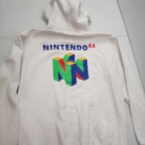 Nintendo 64 Men's M Hoodie Pullover Sweatshirt N64 White Size Medium Hooded